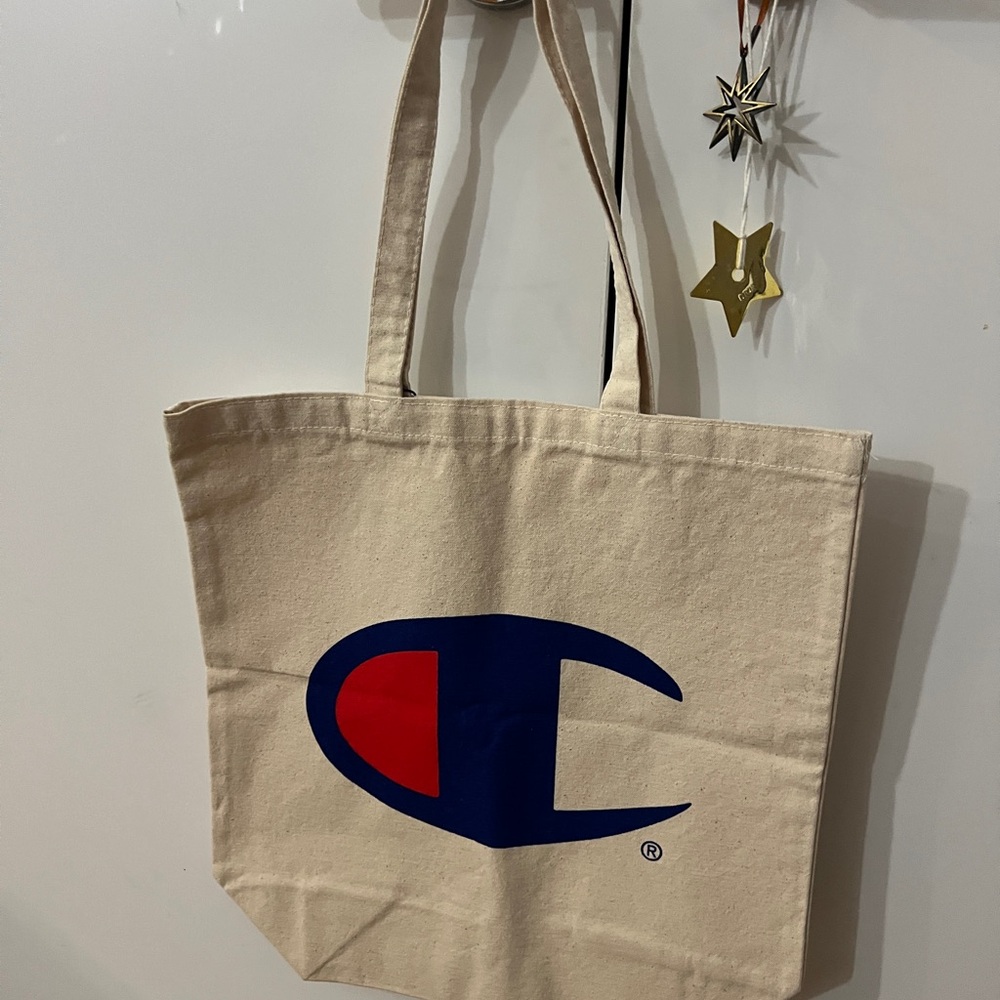 Champion Natural Canvas Tote with Blue & Red Logo
